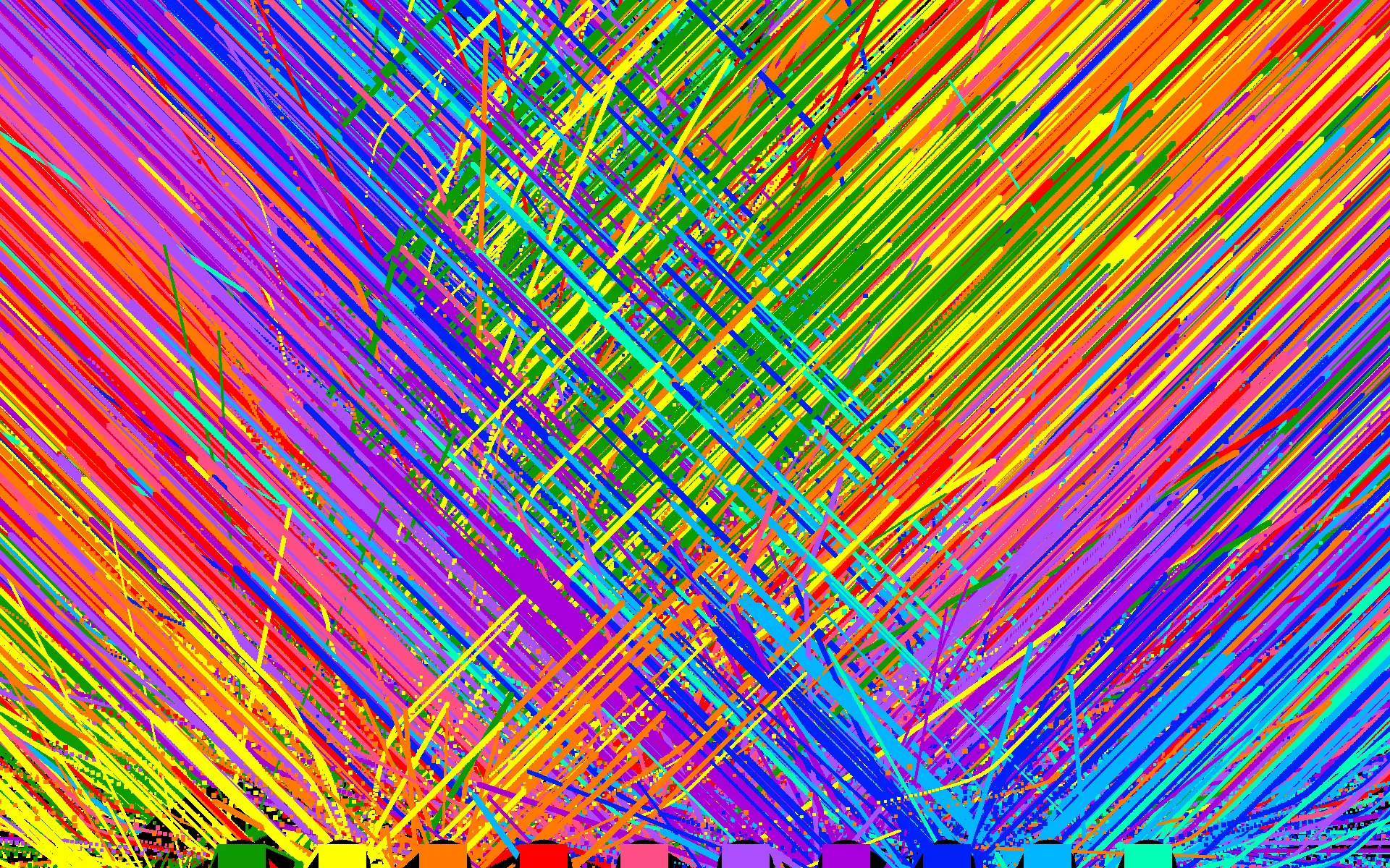 Streaks of various colors streaming off from the bottom of the screen.